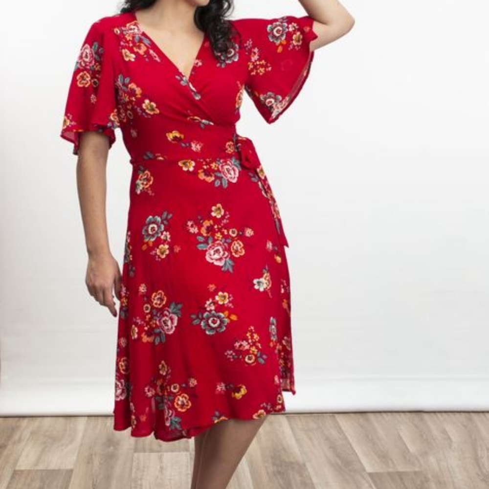 Heart of Haute Floral Wrap Dress